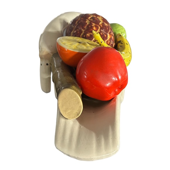 Swan Fruit Centerpiece Table Decor Ceramic Bird Vintage White Flawed Banana Lime - Picture 4 of 7